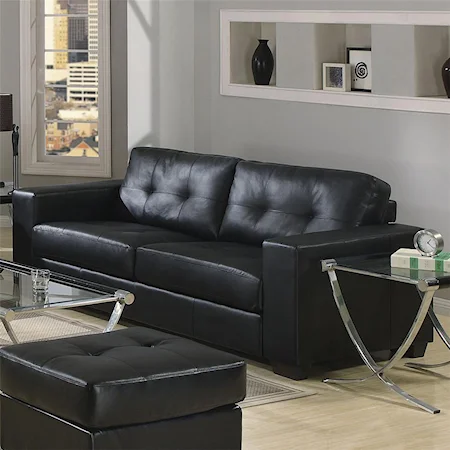 Bonded Leather Sofa with Tufted Back